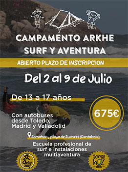 CAMPAMENTO DE SURF Y MULTIAVENTURA ARKHE 2023